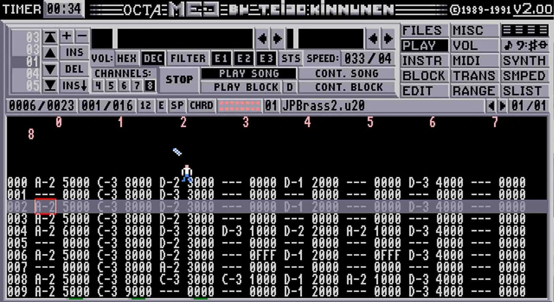 OctaMED Pro tracker on a Commodore Amiga